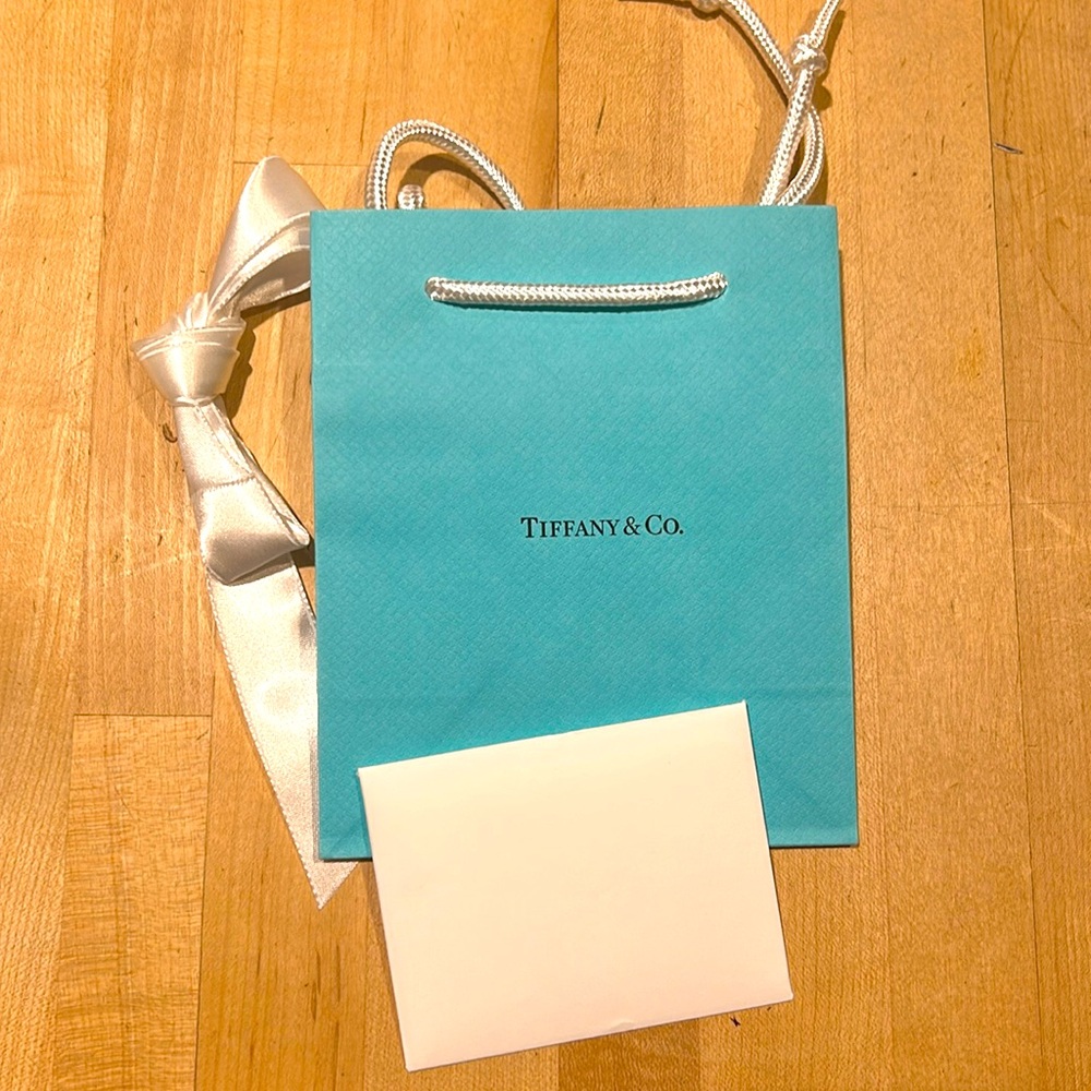 Tiffany & Co paper bag, card and ribbon